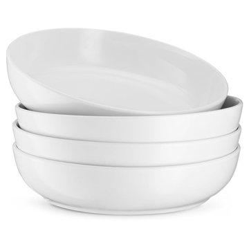 KooK Ceramic Pasta Bowl Set, For Soups and Salads, Serving Bowls, Large Capacity, Microwave & Dishwasher Safe, Set of 4, 40 oz