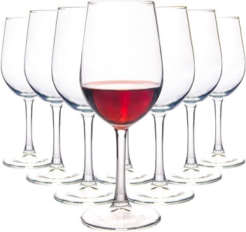 HAKEEMI Wine Glasses Set of 8, 12 oz Red White Wine Glasses, Clear, Dishwasher Safe