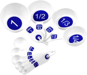 Chef Craft Easy to Read Plastic, Measuring Cup Set, 10 piece set, Blue