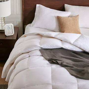 APSMILE All Season Goose Feather Down Comforter King Size - Ultra-Soft 750 Fill-Power Hotel Collection Duvet Insert Fluffy Medium Warm Quilt Comforter with Corner Tabs(106x90, White)