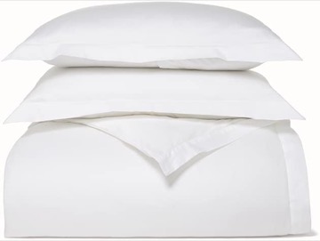 BOLL & BRANCH Percale Hemmed Duvet Set – Luxury 100% Organic Cotton Duvet Cover and 2 Shams with Hidden Closures – Smooth, Breathable Cooling Weave, White, King/Cal King