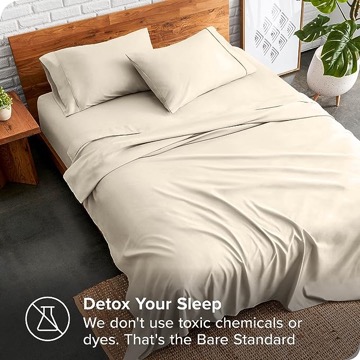 Bare Home Queen Sheet Set - Luxury 1800 Ultra-Soft Microfiber Queen Bed Sheets - Double Brushed - Deep Pockets - Easy Fit - 4 Piece Set - Bedding Sheets & Pillowcases (Queen, Sand)