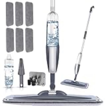 Microfiber Spray Mop for Floor Cleaning with 5 Washable Pads,360 Degree Spin Dust Mop with Mop Holder and Scraper for Home Kitchen Bathroom,Dry Wet Flat Mop for Wood Laminate Ceramic Hardwood Tile