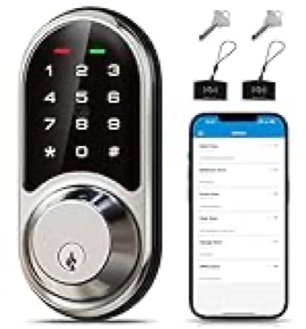 Veise Smart Lock, Keyless Entry Door Lock, Smart Locks for Front Door with App Control, Electronic Digital Lock with Touchscreen Keypad Set, Smart Deadbolt, Auto Lock, Easy Install, Satin Nickel
