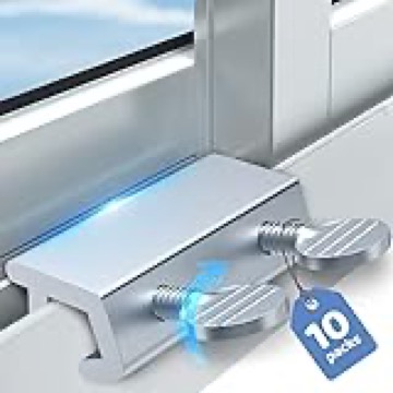 Sliding Door Window Locks for Security - 10 Pack Child Proof Home Security Adjustable Glass Windows Stopper Vertical Horizontal Slide Windows Track Lock Window Stop for Bedroom AC RV
