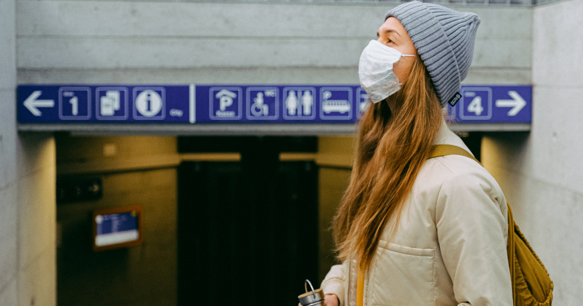 woman wearing mask